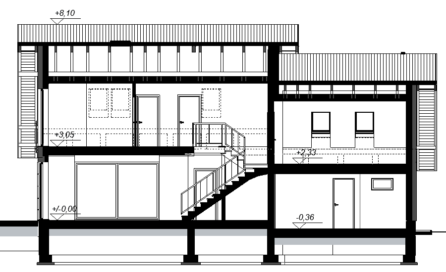 Przekrój projektu domu Torina mała 2M