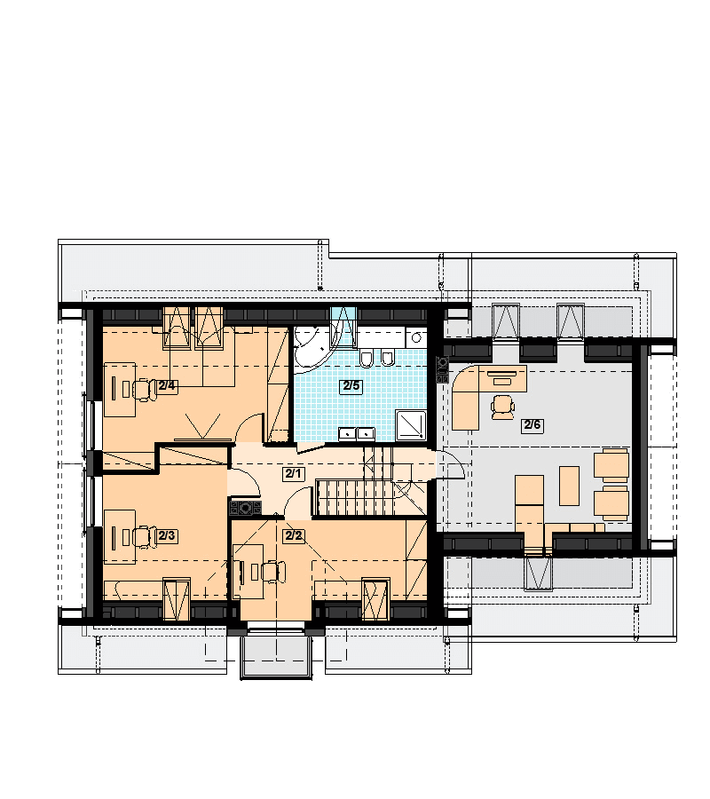 Rzut poddasza domu jednorodzinnego Torina mała 2M