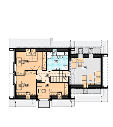 Rzut poddasza domu jednorodzinnego Torina mała 2M