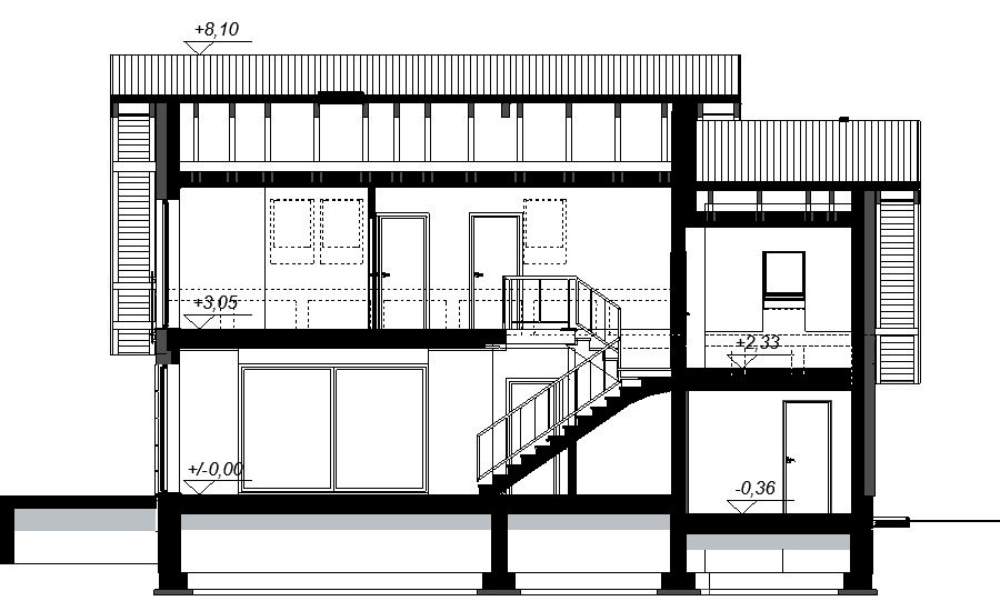 Przekrój projektu domu Torina mała