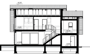 Przekrój projektu domu Torina mała