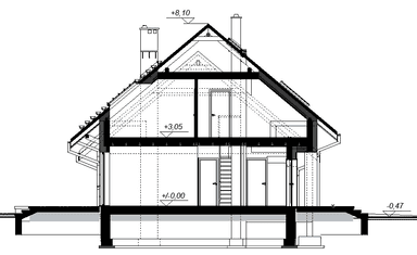 Przekrój projektu domu Torina mała