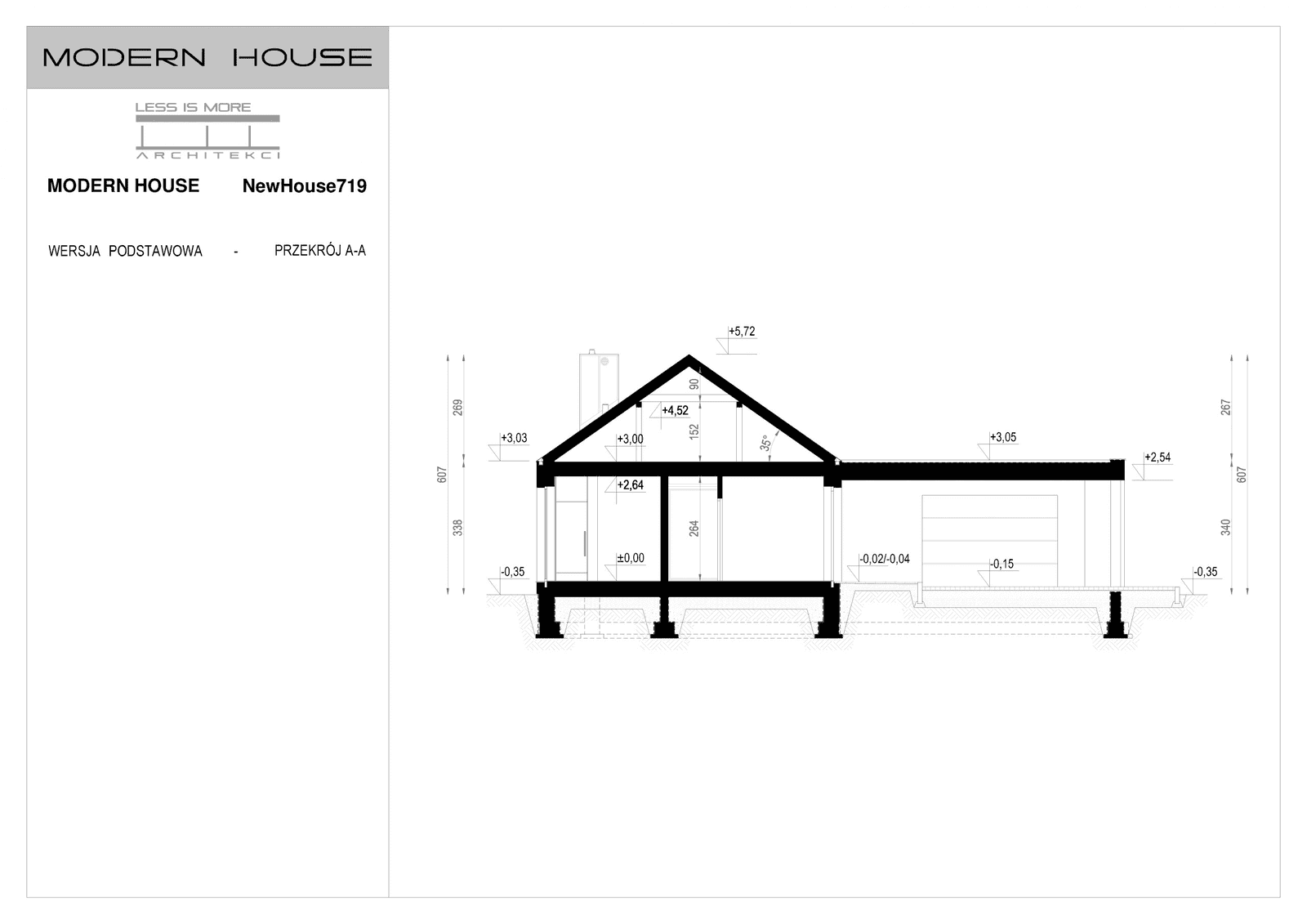 Przekrój w projekcie domu Modern House 719