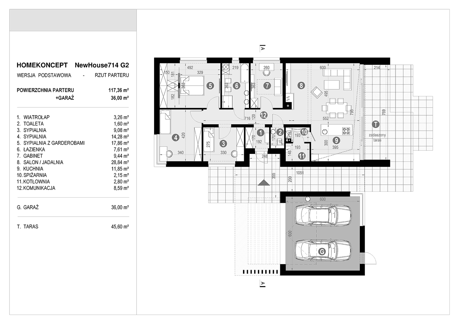 Rzut parteru projektu domu New House 714 G2