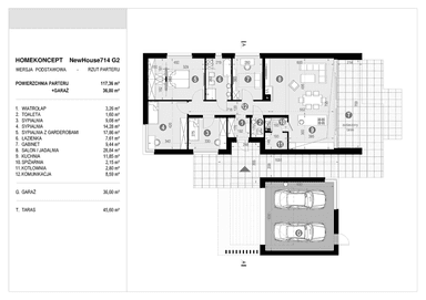 Rzut parteru projektu domu New House 714 G2