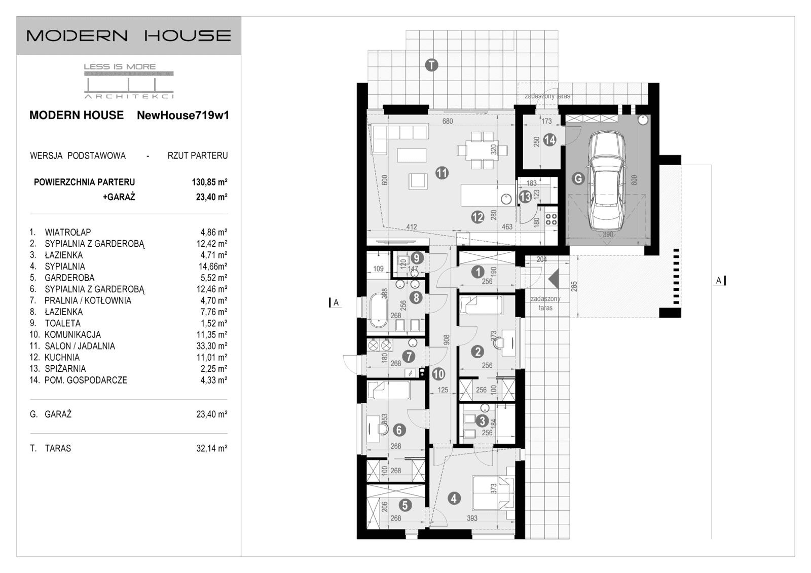 Rzut parteru projektu domu New House 719 w1