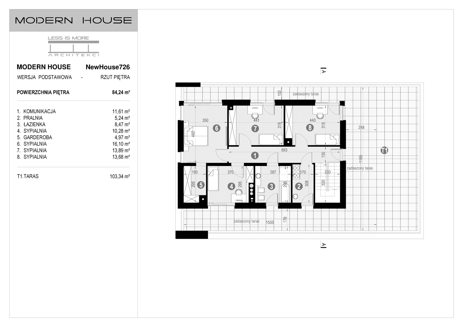 Rzut piętra projektu domu New House 726