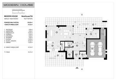 Rzut parteru projektu domu New House 726