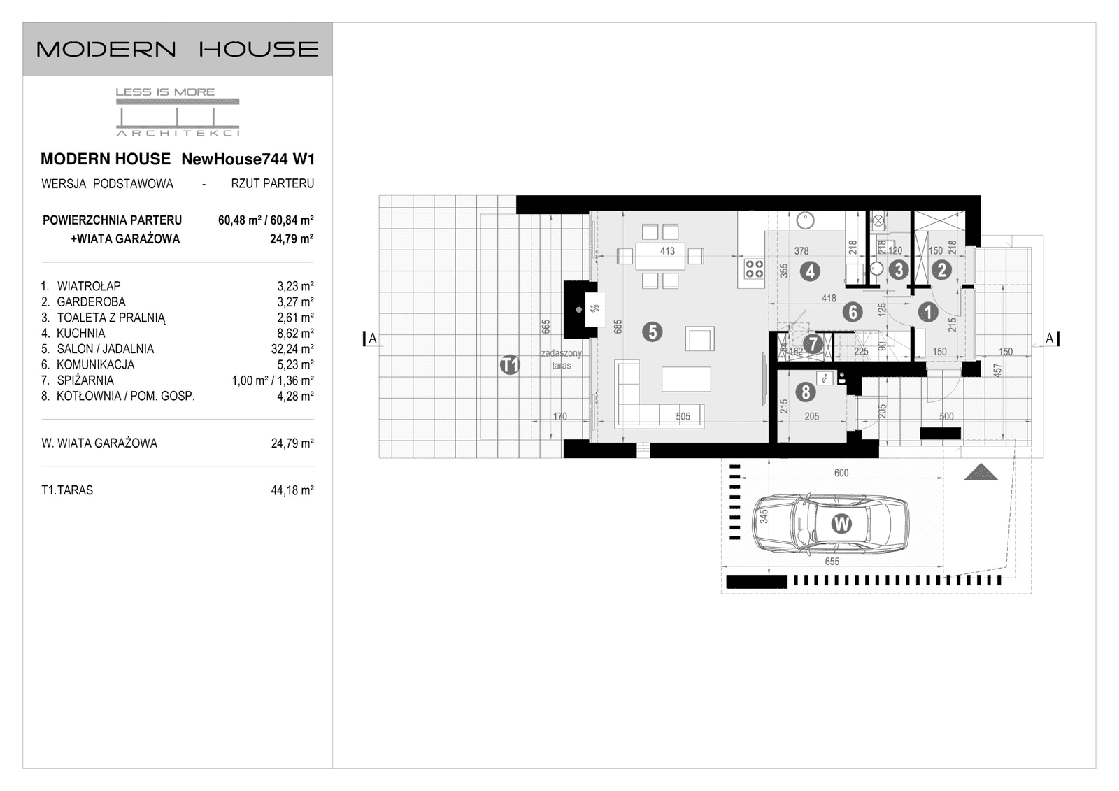 Rzut parteru projektu domu New House 744 w1