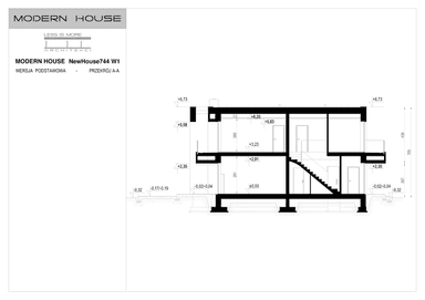 Przekrój projektu domu New House 744 w1