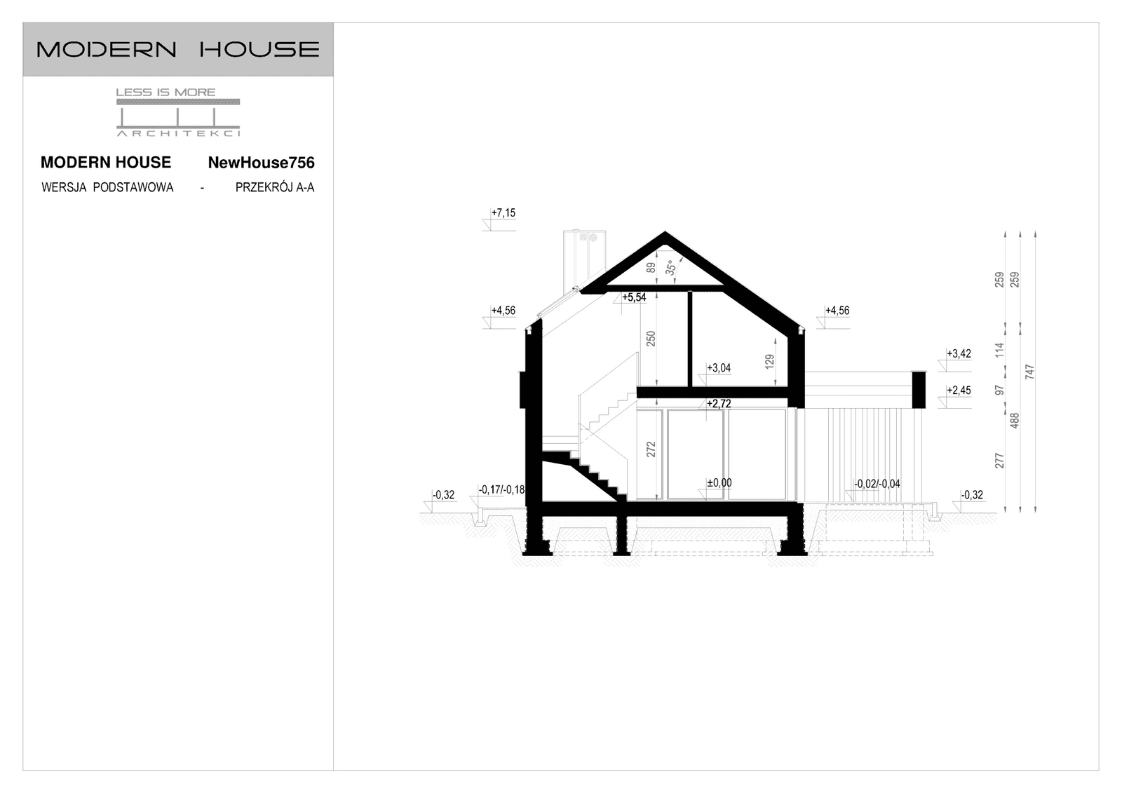 Przekrój projektu domu New House 756