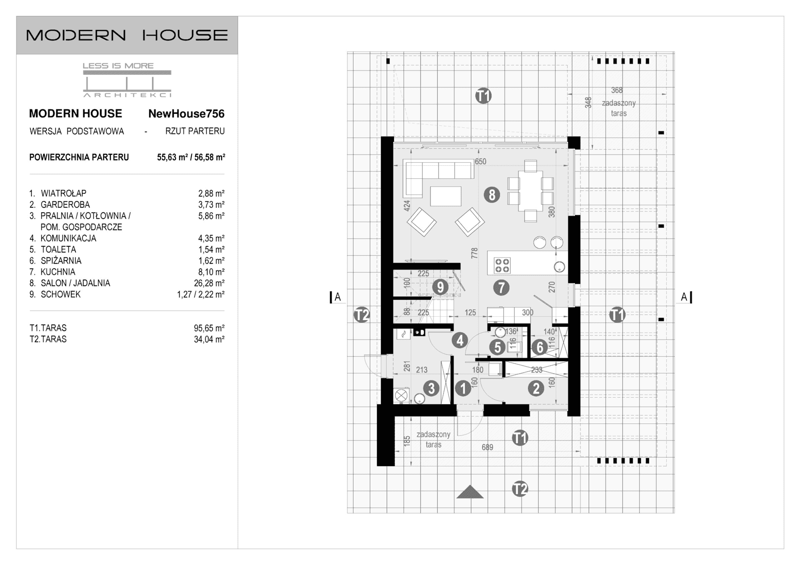 Rzut parteru projektu domu New House 756