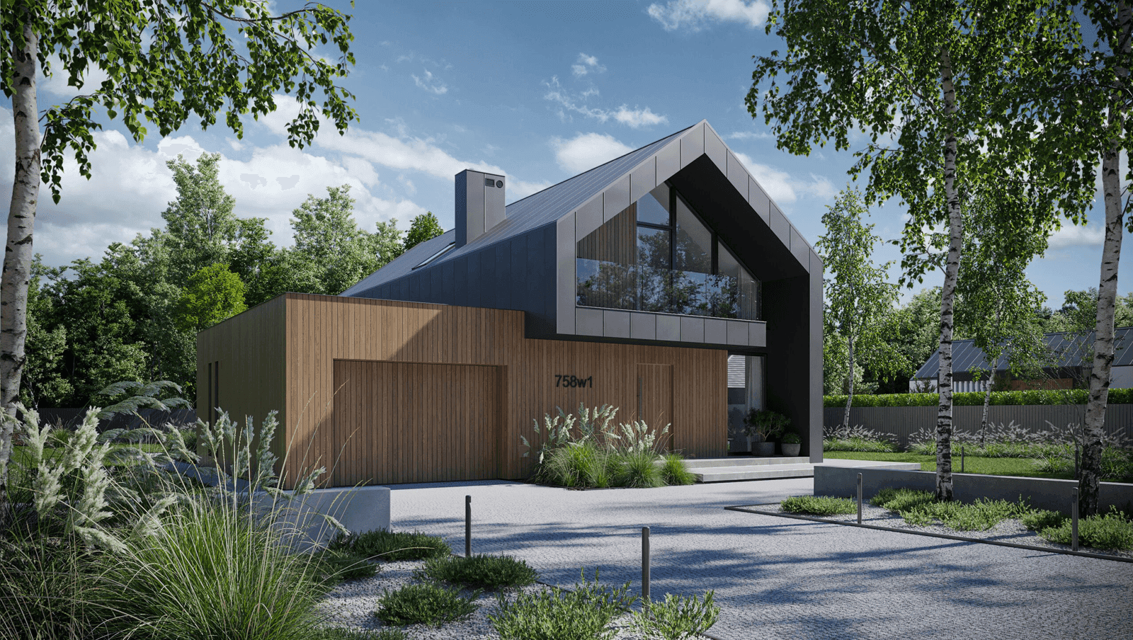 Wizualizacja domu jednorodzinnego New House 758 G1 w1