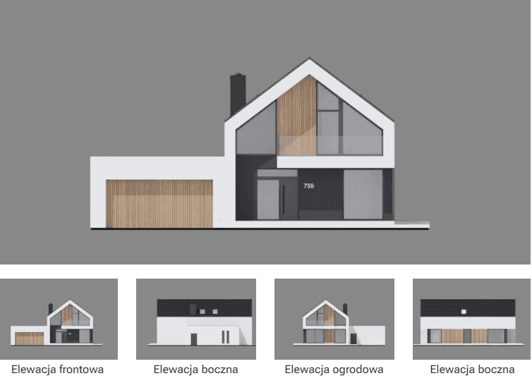 Elewacje projektu domu jednorodzinnego NewHouse 759