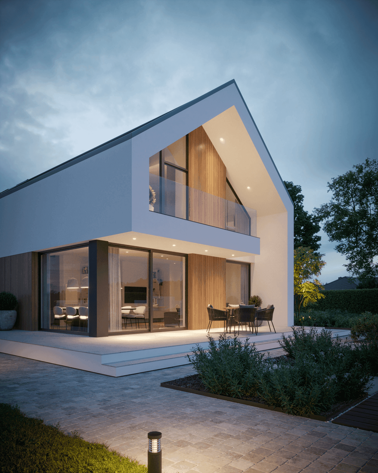 Widok z ogrodu na dom z wysoką ścianką kolankową NewHouse 759