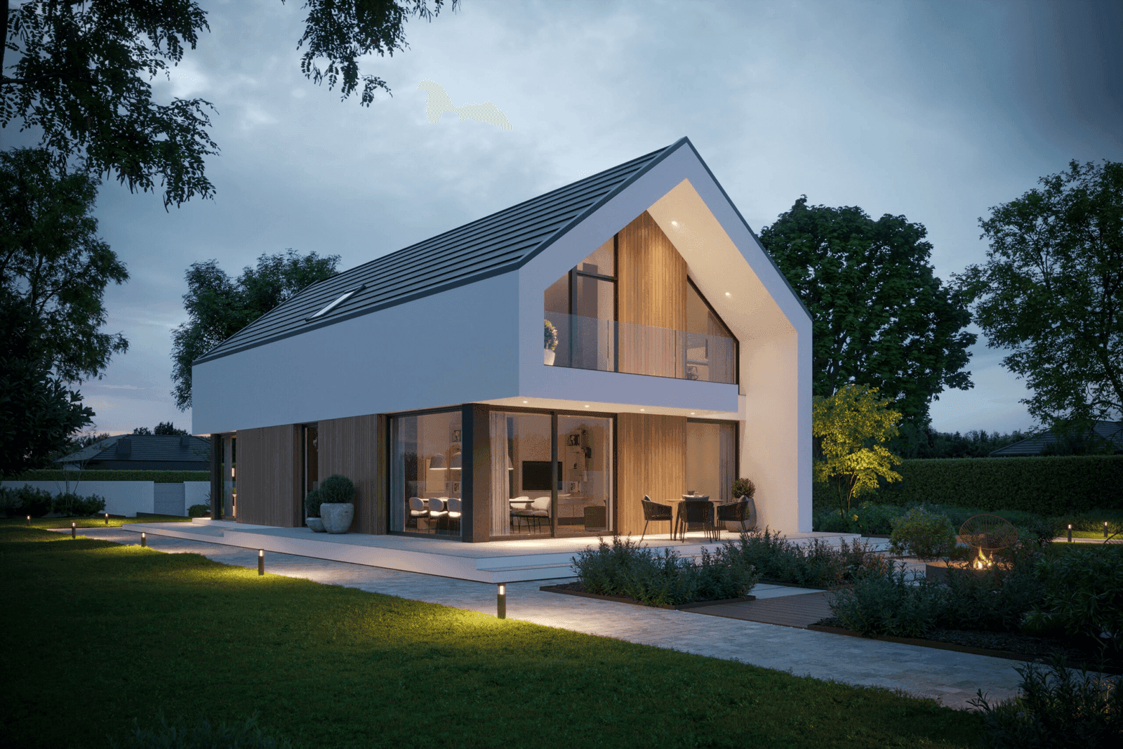 Przepiękny dom z przekszkleniami i dużyj tarasem NewHouse 759