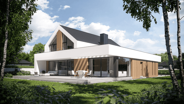 Widok na projekt domu nowoczesnego Newhouse 791