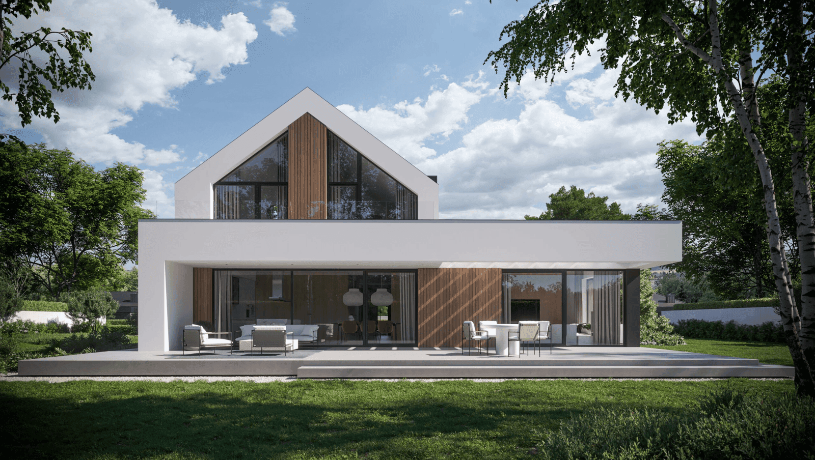 Widok na dom jednorodzinny w stylu nowoczesnym Newhouse 791