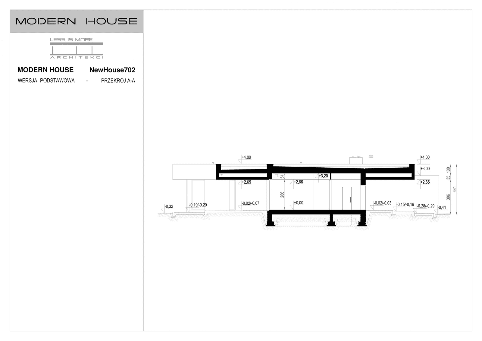Przekrój projektu domu New House 702