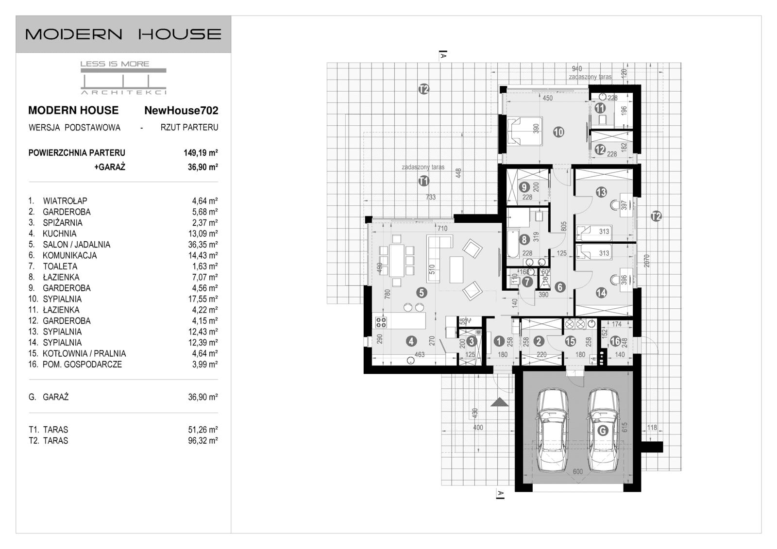 Rzut parteru projektu domu New House 702