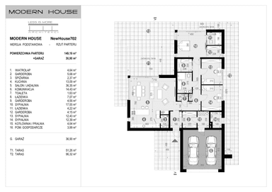Rzut parteru projektu domu New House 702