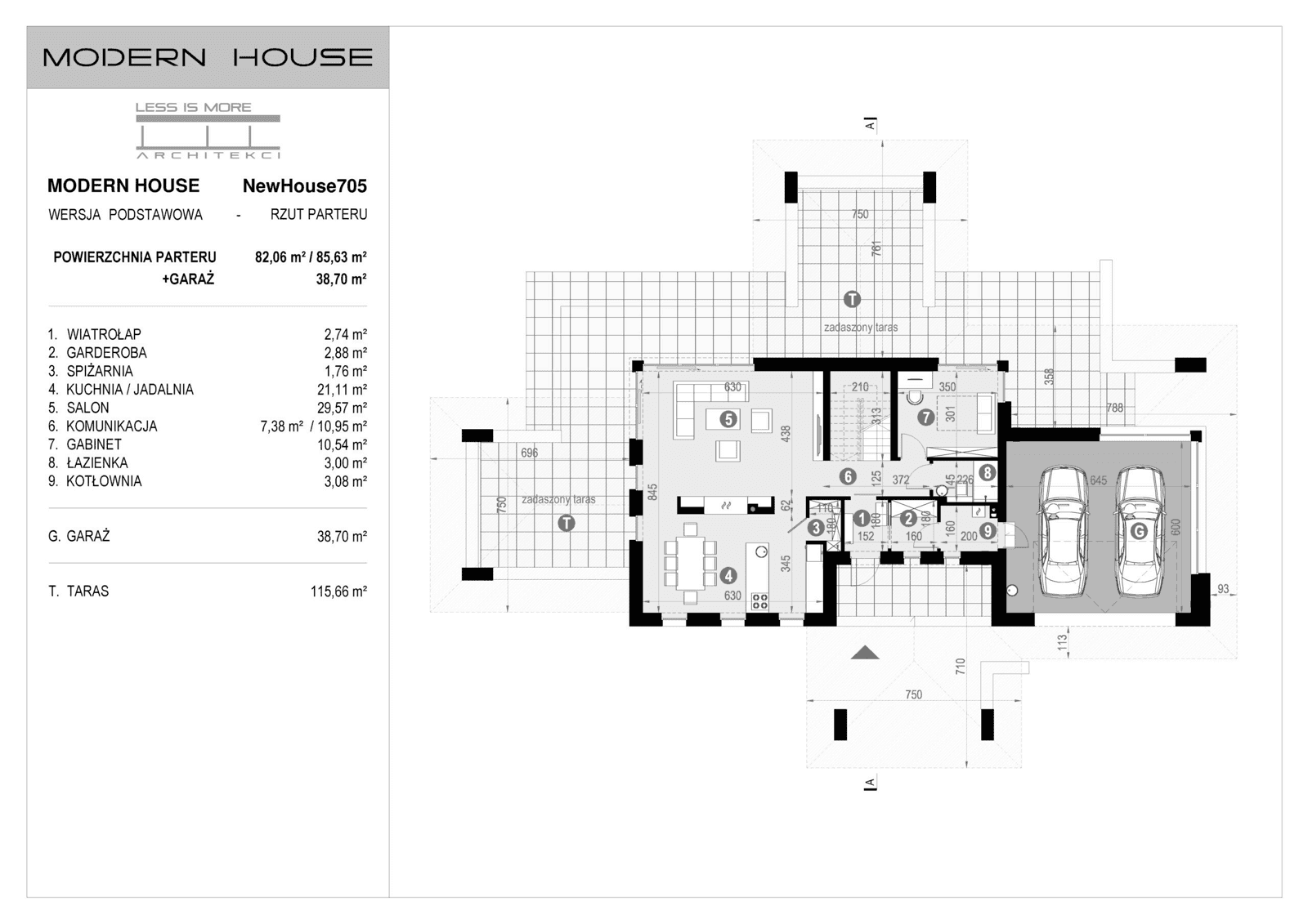 Rzut parteru projektu domu New House 705