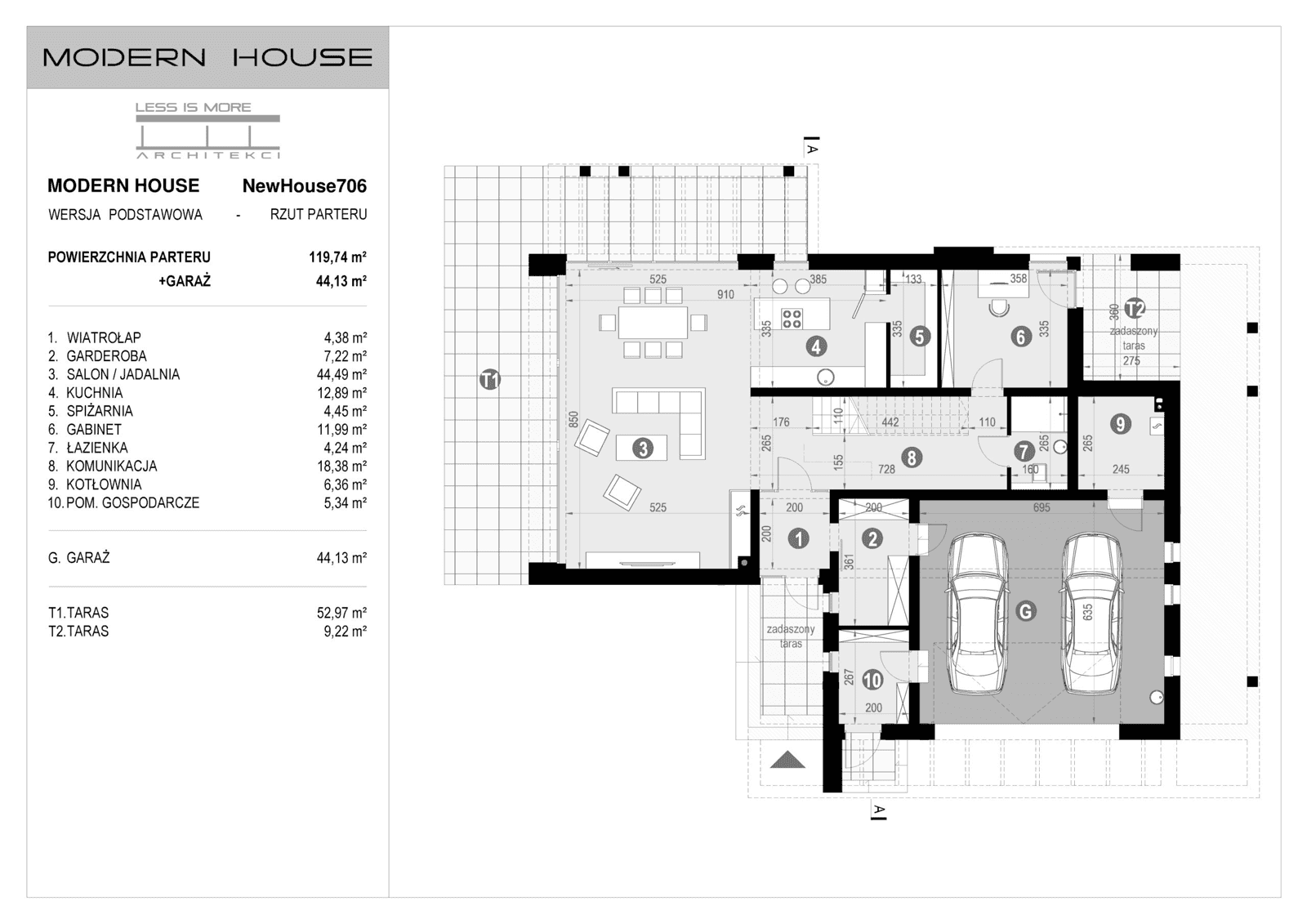 Rzut parteru projektu domu New House 706