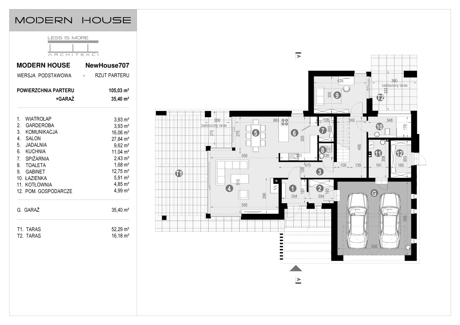 Rzut parteru projektu domu New House 707