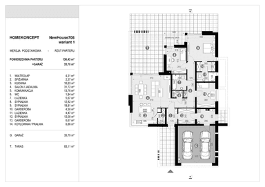 Rzut parteru projektu domu New House 708 w1