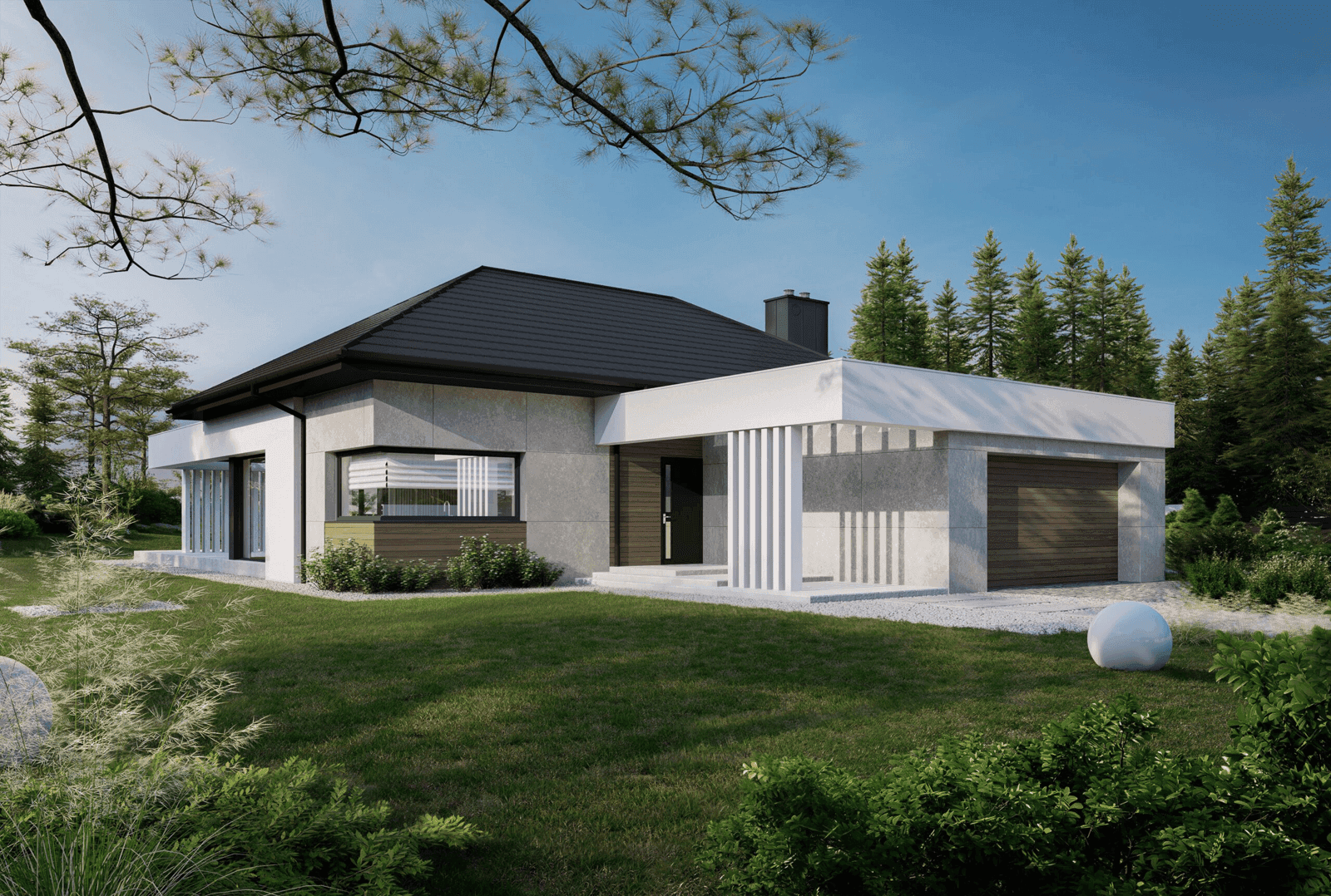 Wizualizacja domu jednorodzinnego New House 708 w1