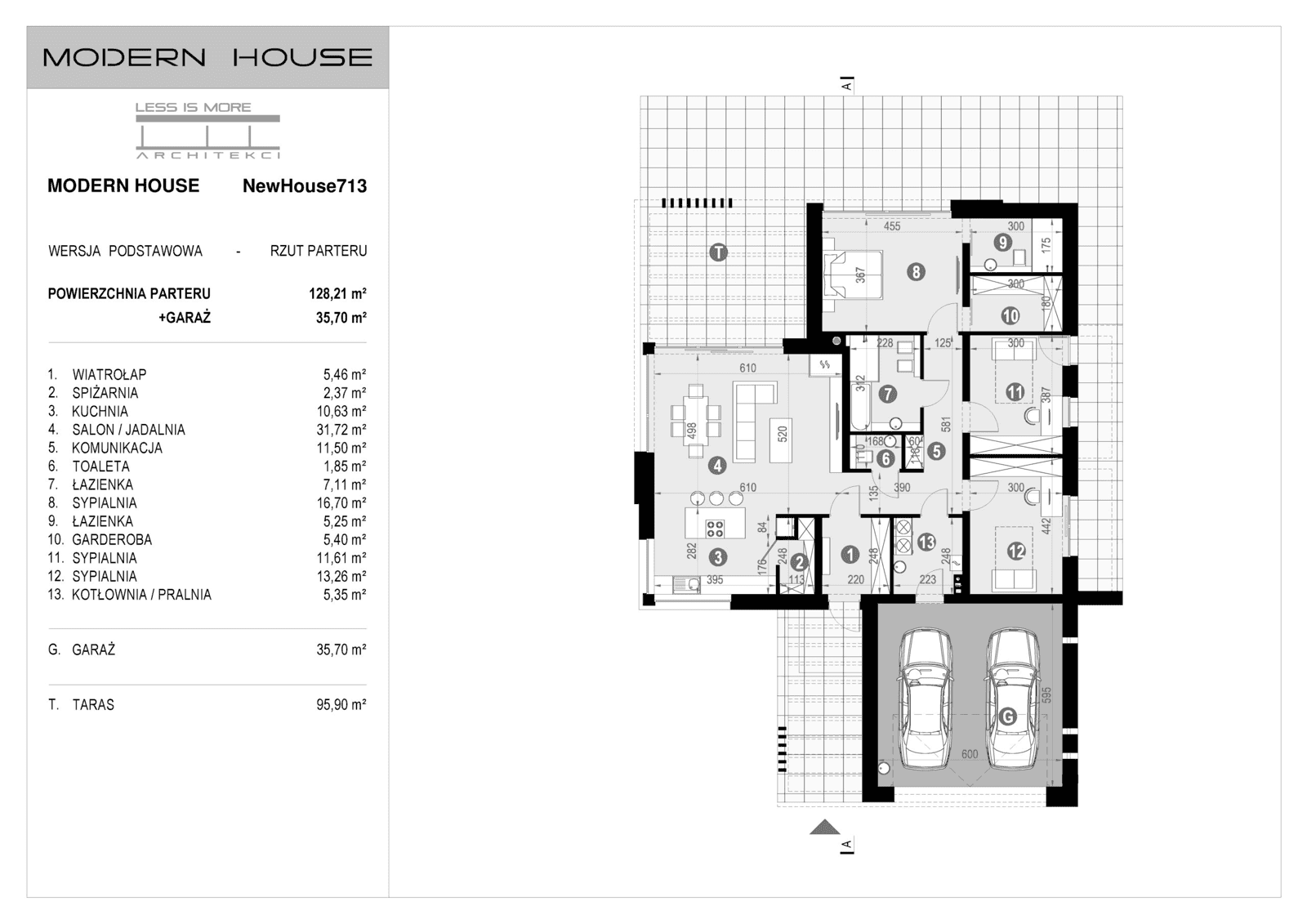 Rzut parteru projektu domu New House 713
