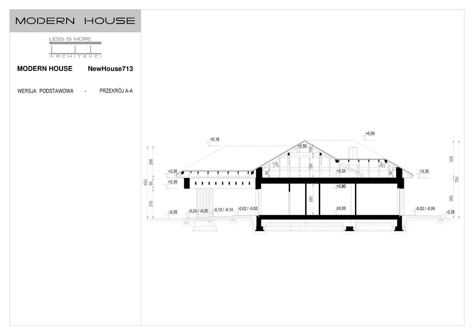 Przekrój projektu domu New House 713