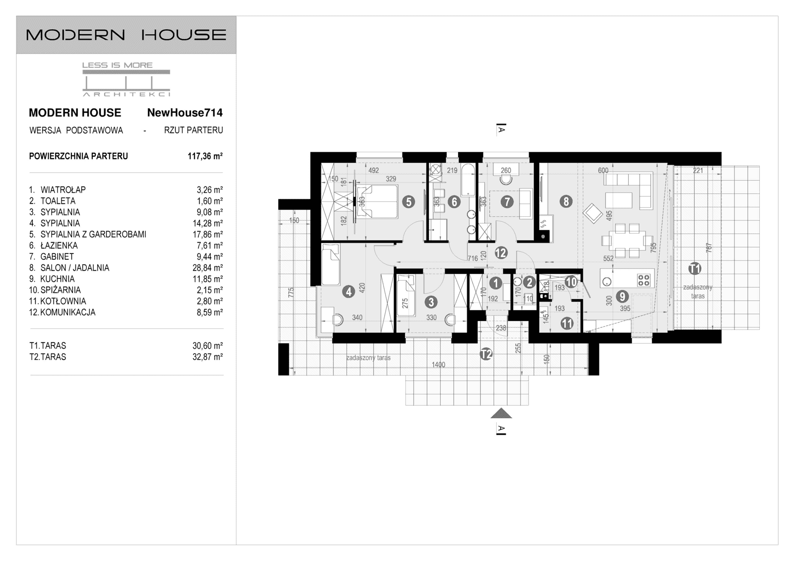 Rzut parteru projektu domu New House 714