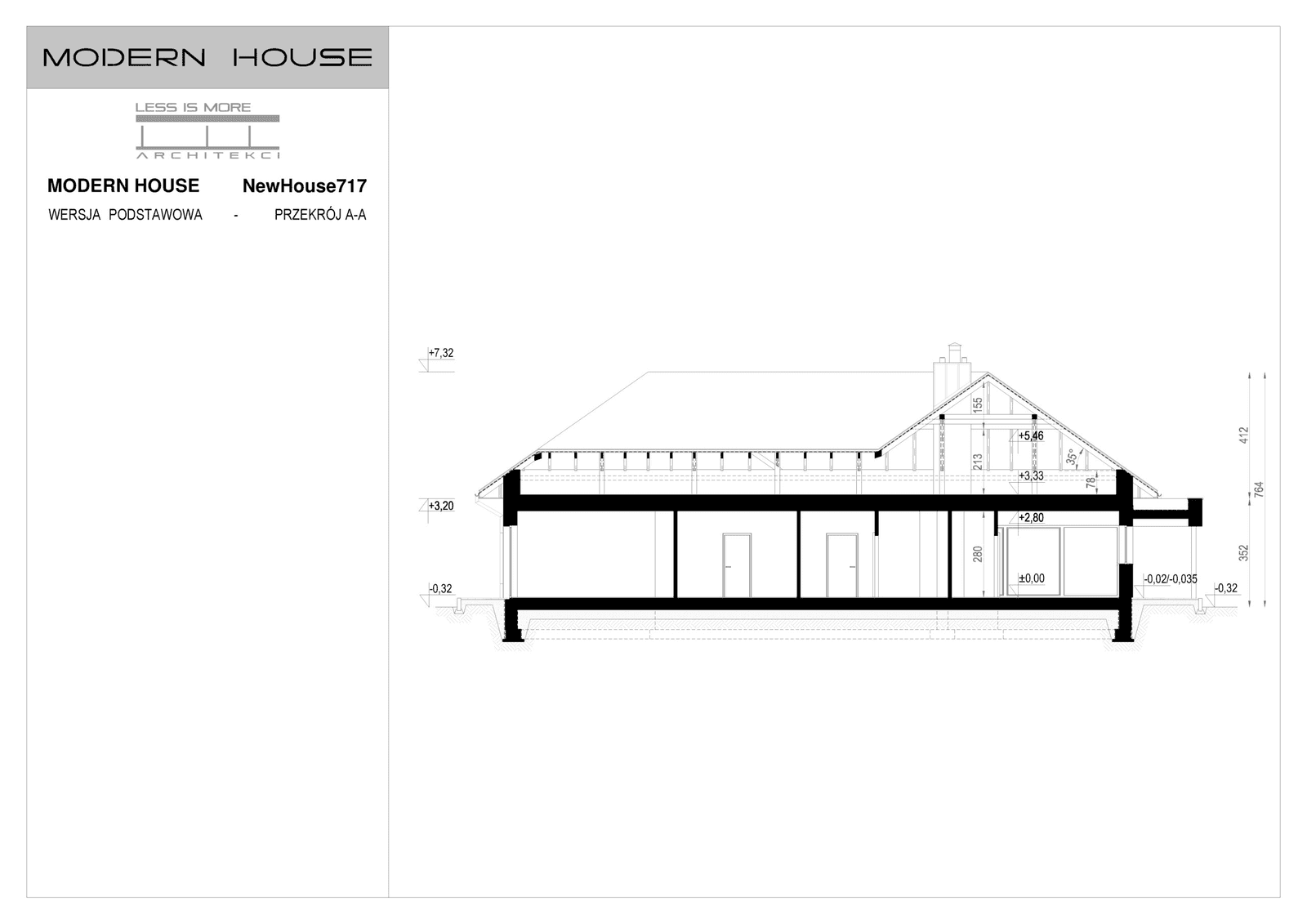 Przekrój projektu domu New House 717