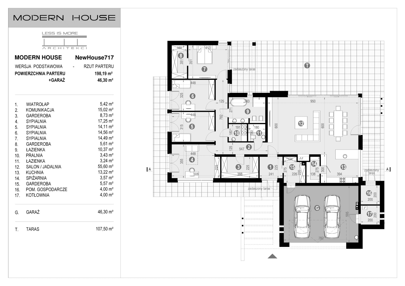 Rzut parteru projektu domu New House 717