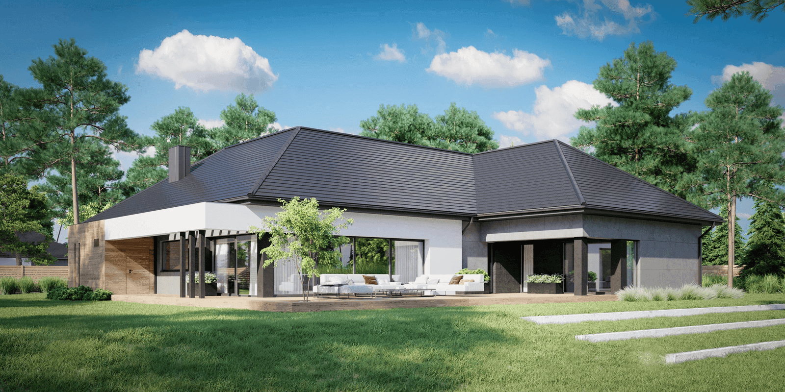 Wizualizacja domu jednorodzinnego New House 717