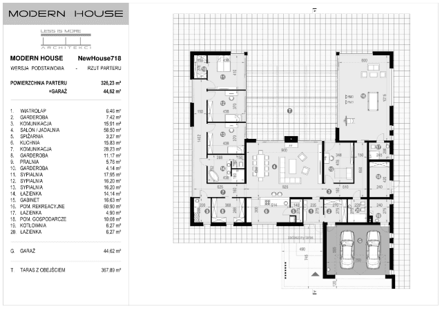 Rzut parteru projektu domu New House 718