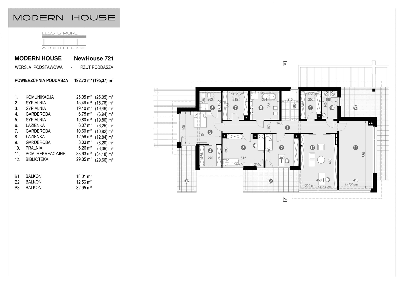 Rzut piętra projektu domu New House 721