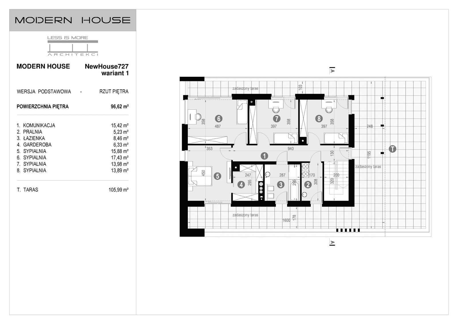 Rzut piętra projektu domu New House 727 w1