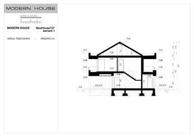 Przekrój projektu domu New House 727 w1