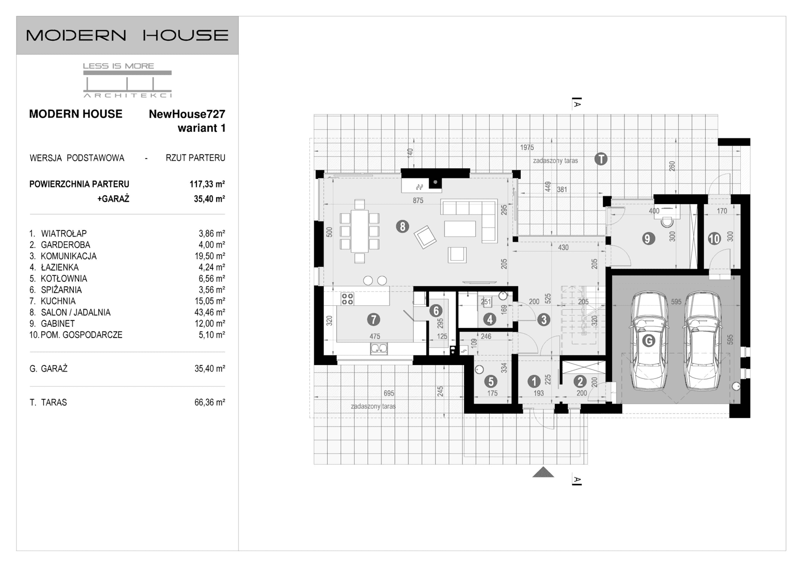 Rzut parteru projektu domu New House 727 w1
