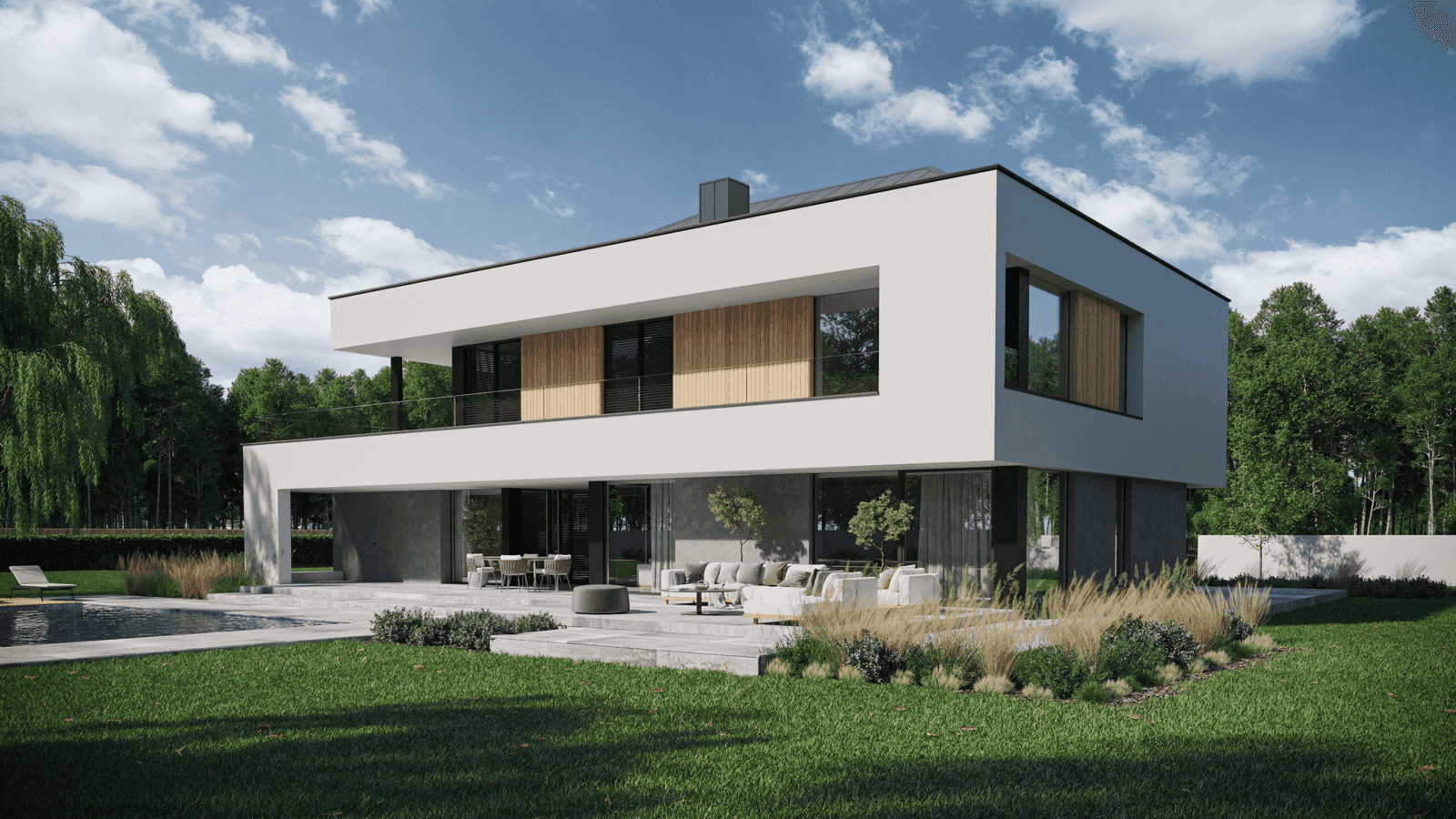 Wizualizacja domu jednorodzinnego New House 727 w1