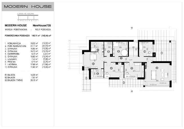 Rzut piętra projektu domu New House 728