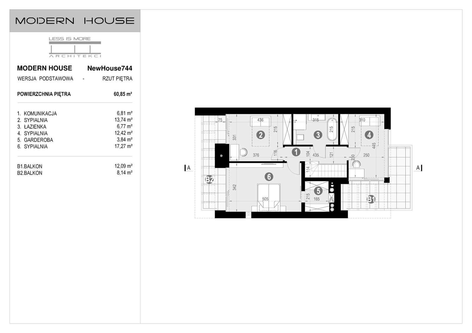 Rzut piętra projektu domu New House 744