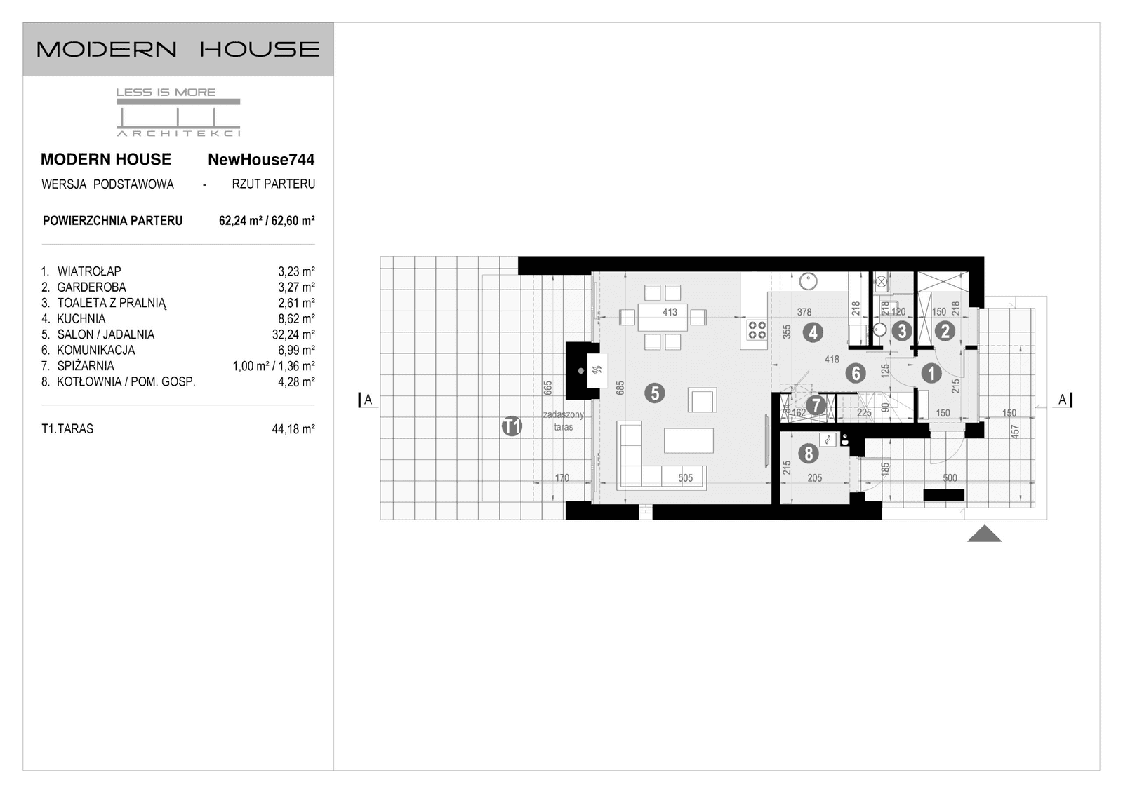Rzut parteru projektu domu New House 744