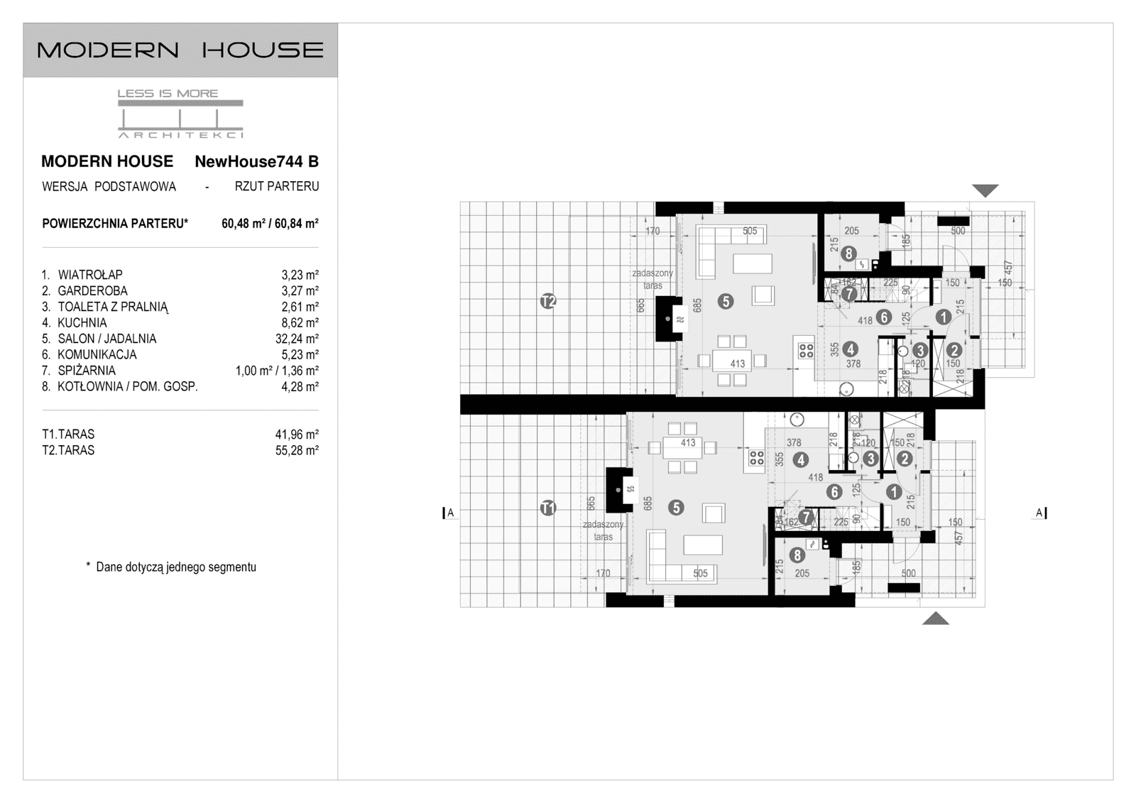 Rzut parteru projektu domu New House 744 B
