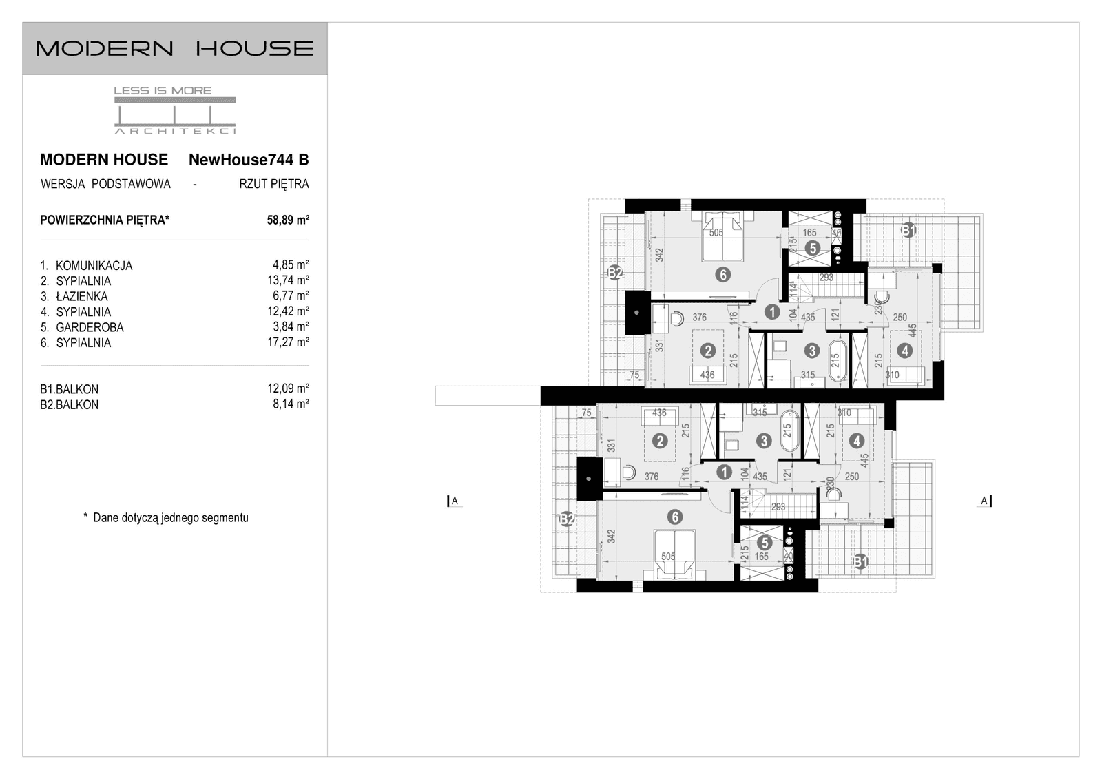 Rzut piętra projektu domu New House 744 B