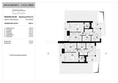 Rzut piętra projektu domu New House 744 B G1
