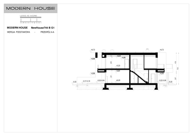 Przekrój projektu domu New House 744 B G1