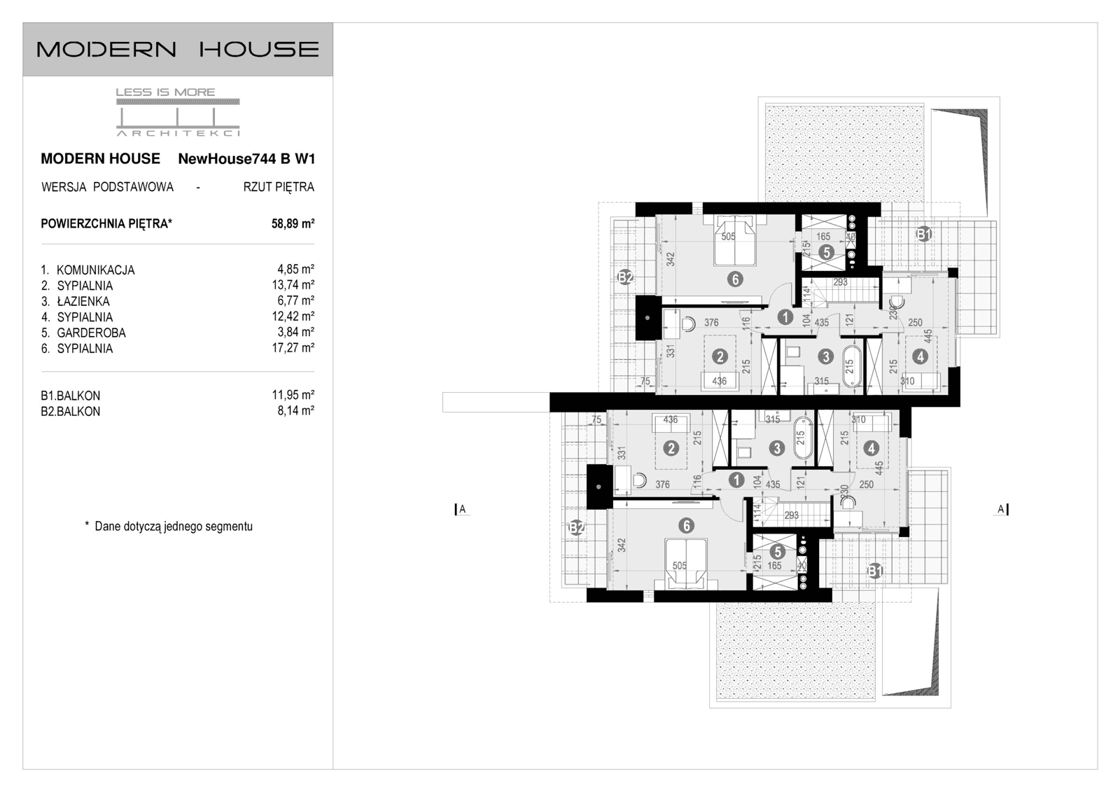 Rzut piętra projektu domu New House 744 B w1
